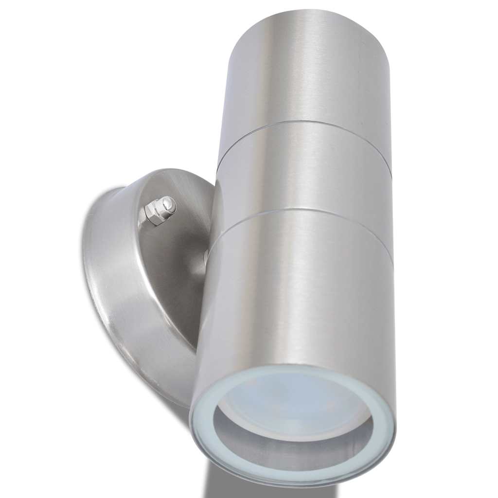 Led-Außenwandleuchten 2 Stk. Edelstahl Auf-/Abwärts Silber