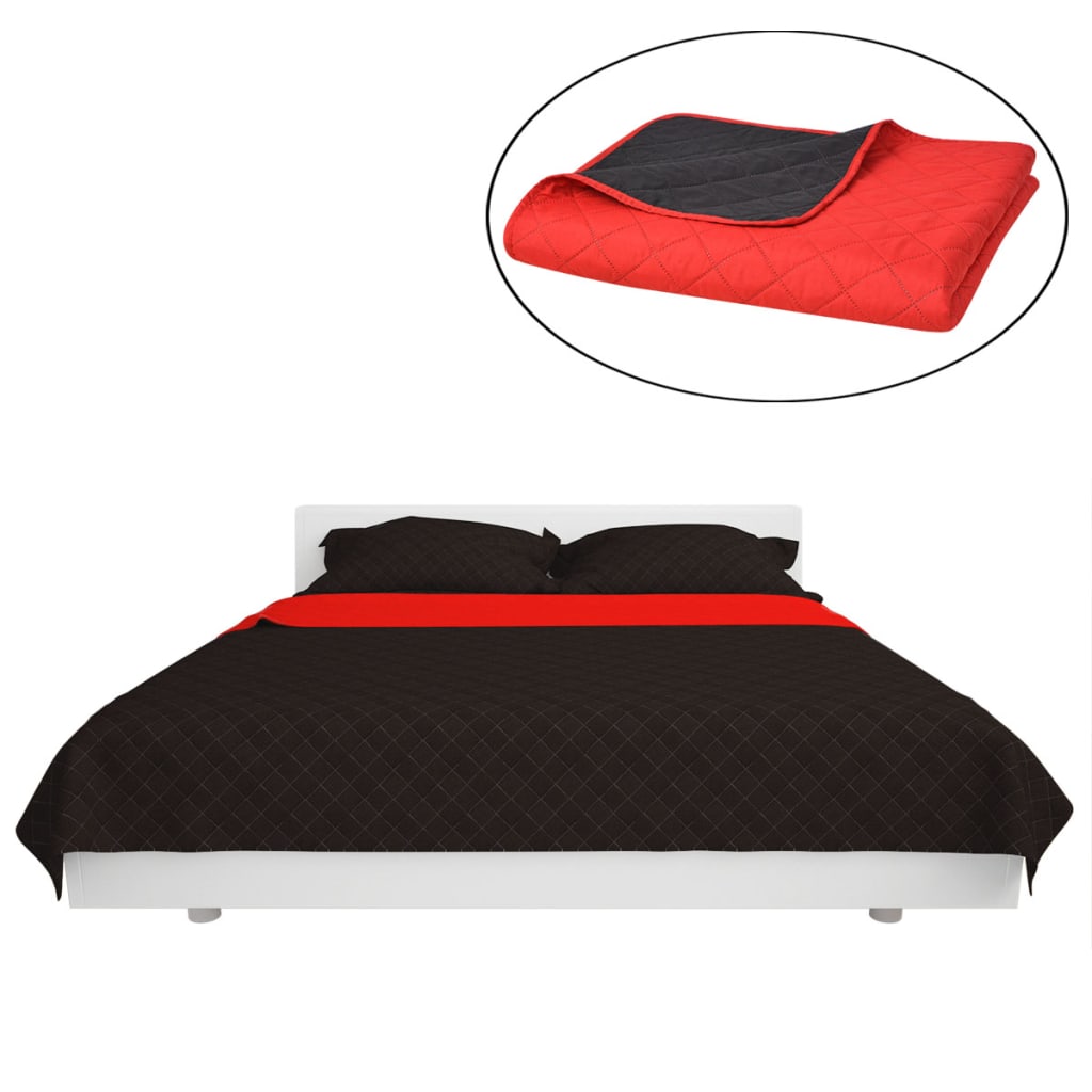 Gesteppte Wende-Tagesdecke Rot And Schwarz 220X240 Cm