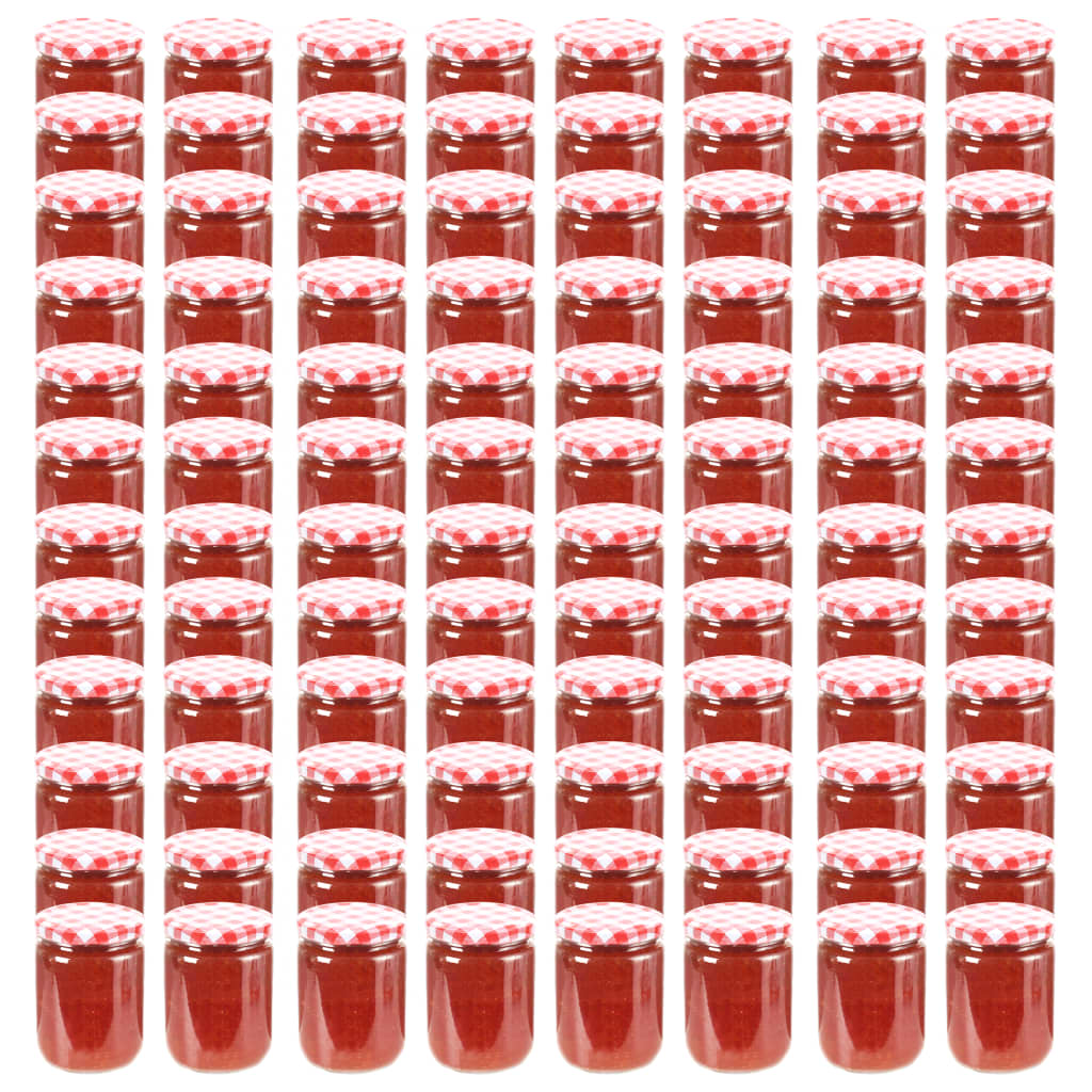 Marmeladengläser Mit Weißem/Rotem Deckel 48 Stk. 230 Ml