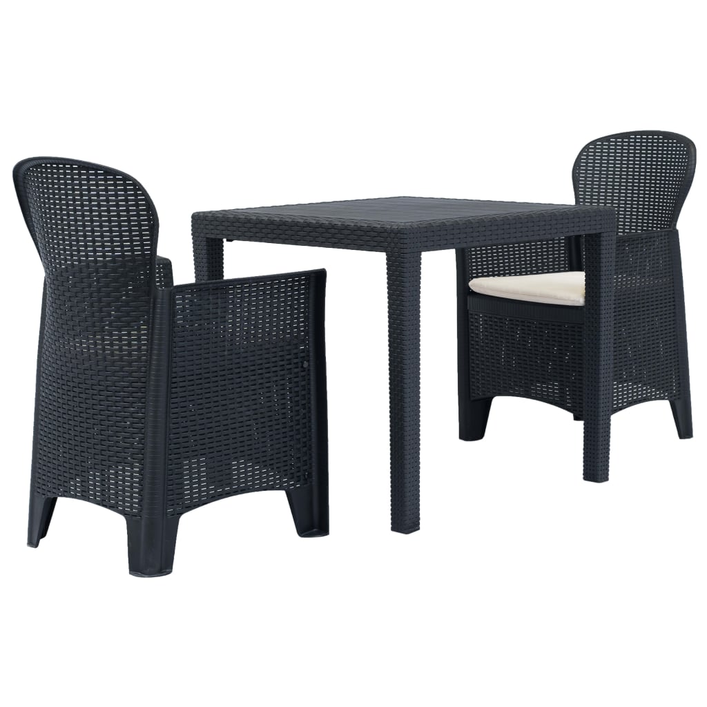 3-Tlg. Bistro-Set Kunststoff Rattan-Optik