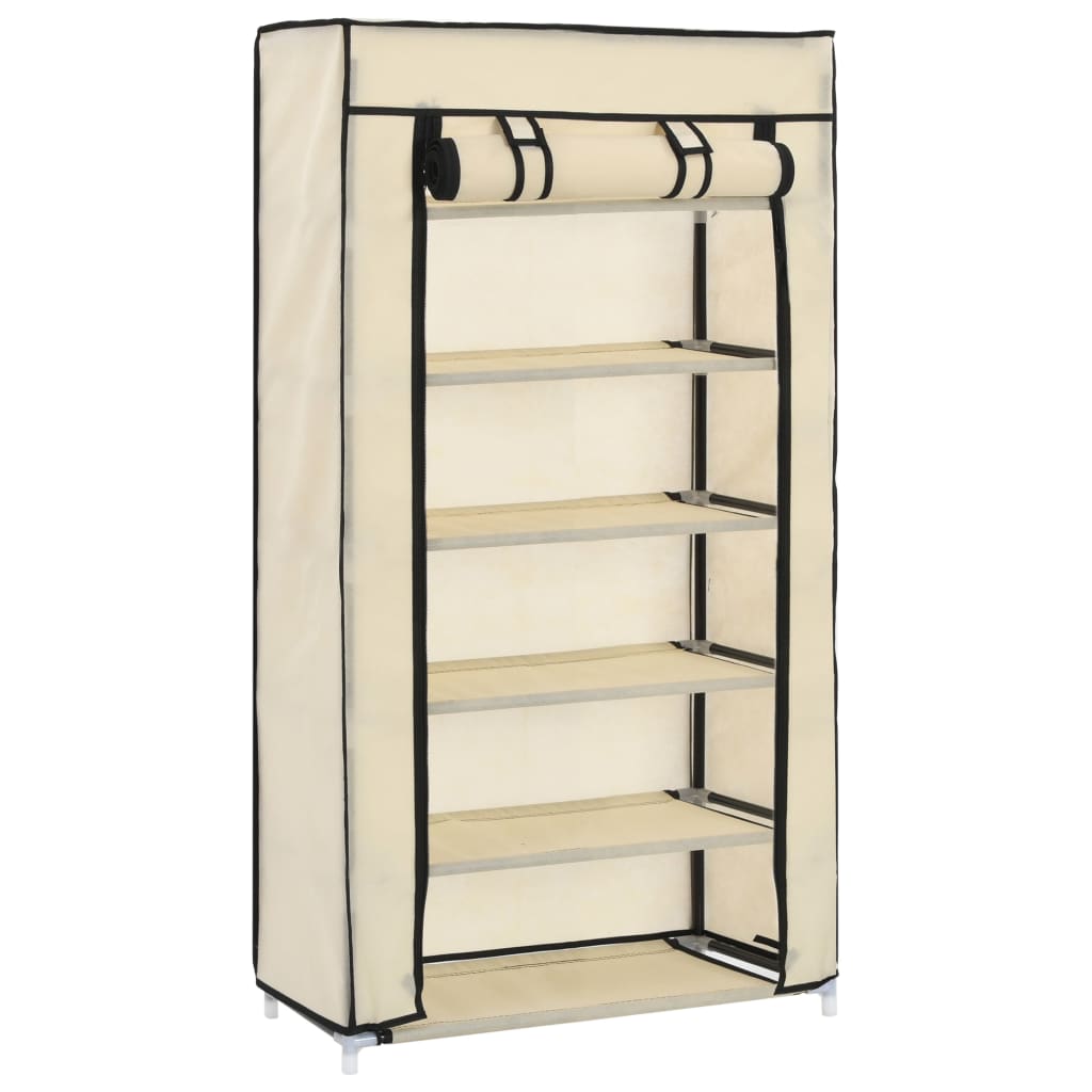 Schuhschrank Mit Abdeckung Weiß Stoff Creme