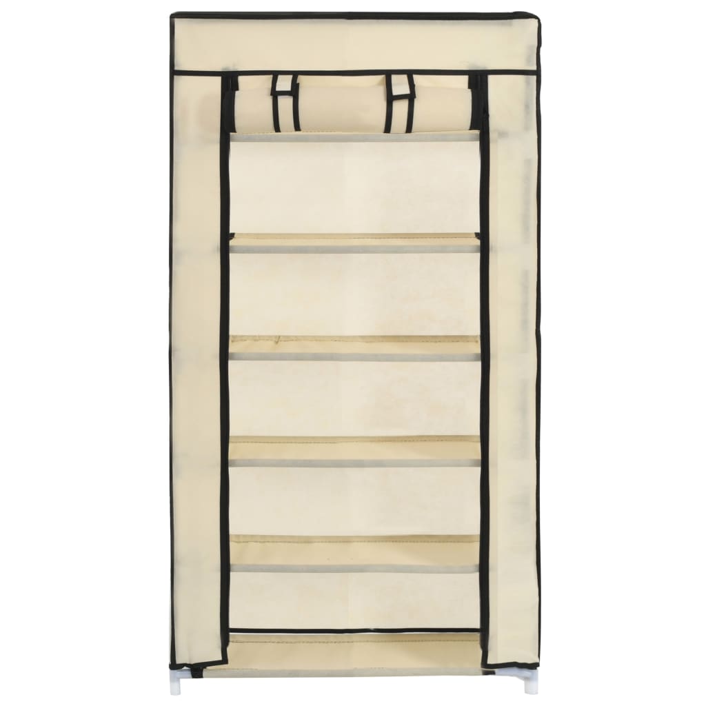 Schuhschrank Mit Abdeckung Weiß Stoff Creme