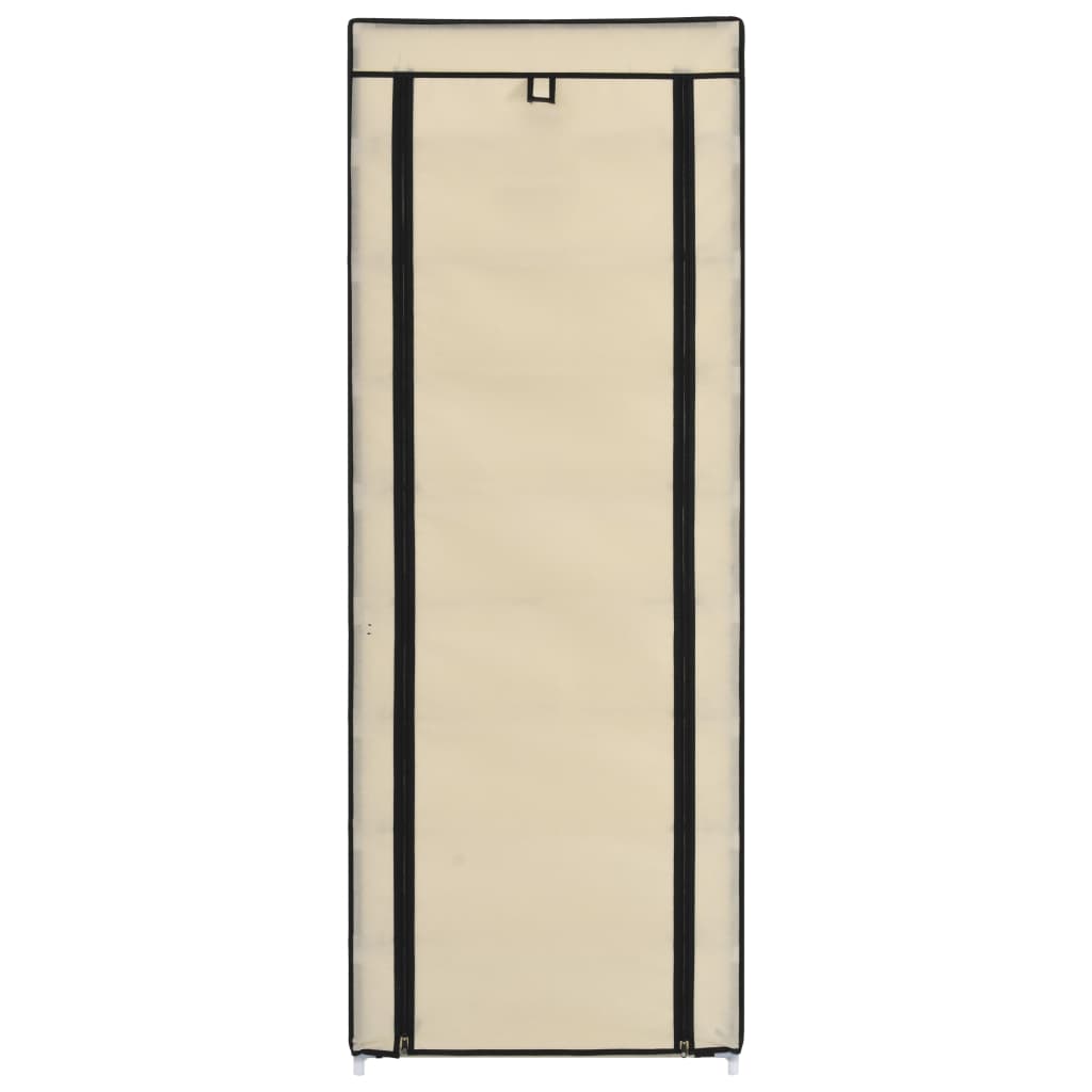 Schuhschrank Mit Abdeckung Weiß 57 X 29 X 162 Cm Stoff Creme