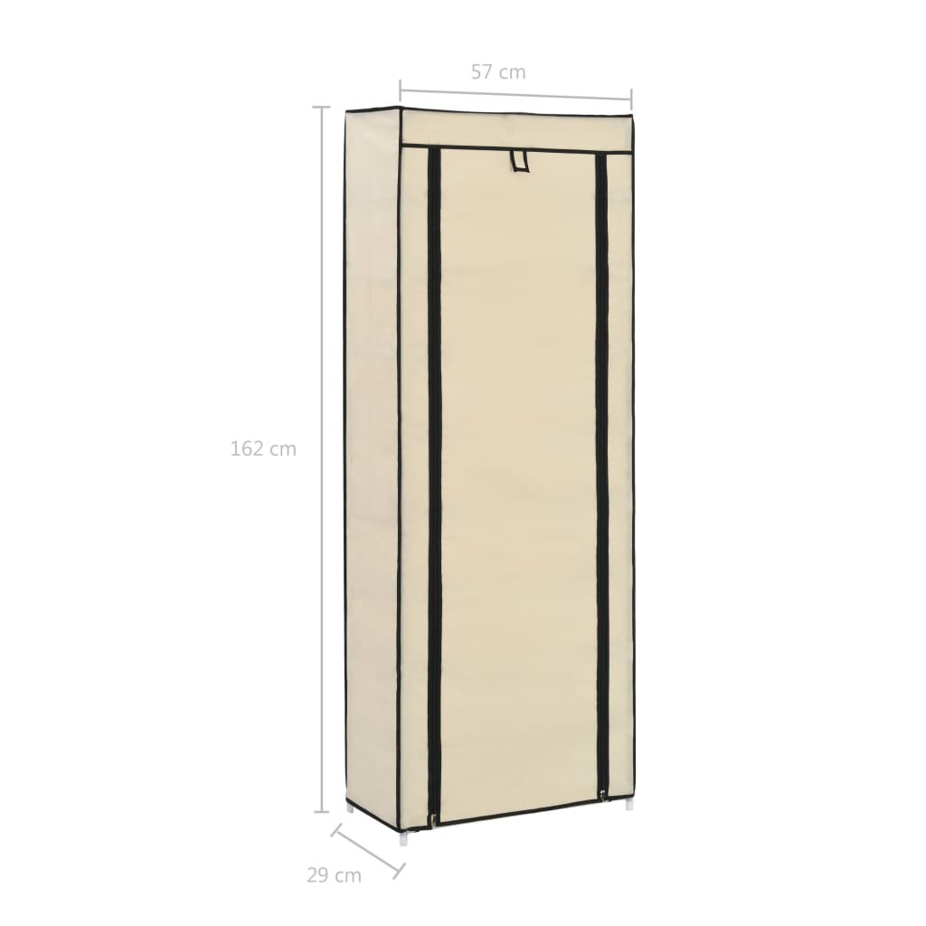 Schuhschrank Mit Abdeckung Weiß 57 X 29 X 162 Cm Stoff Creme