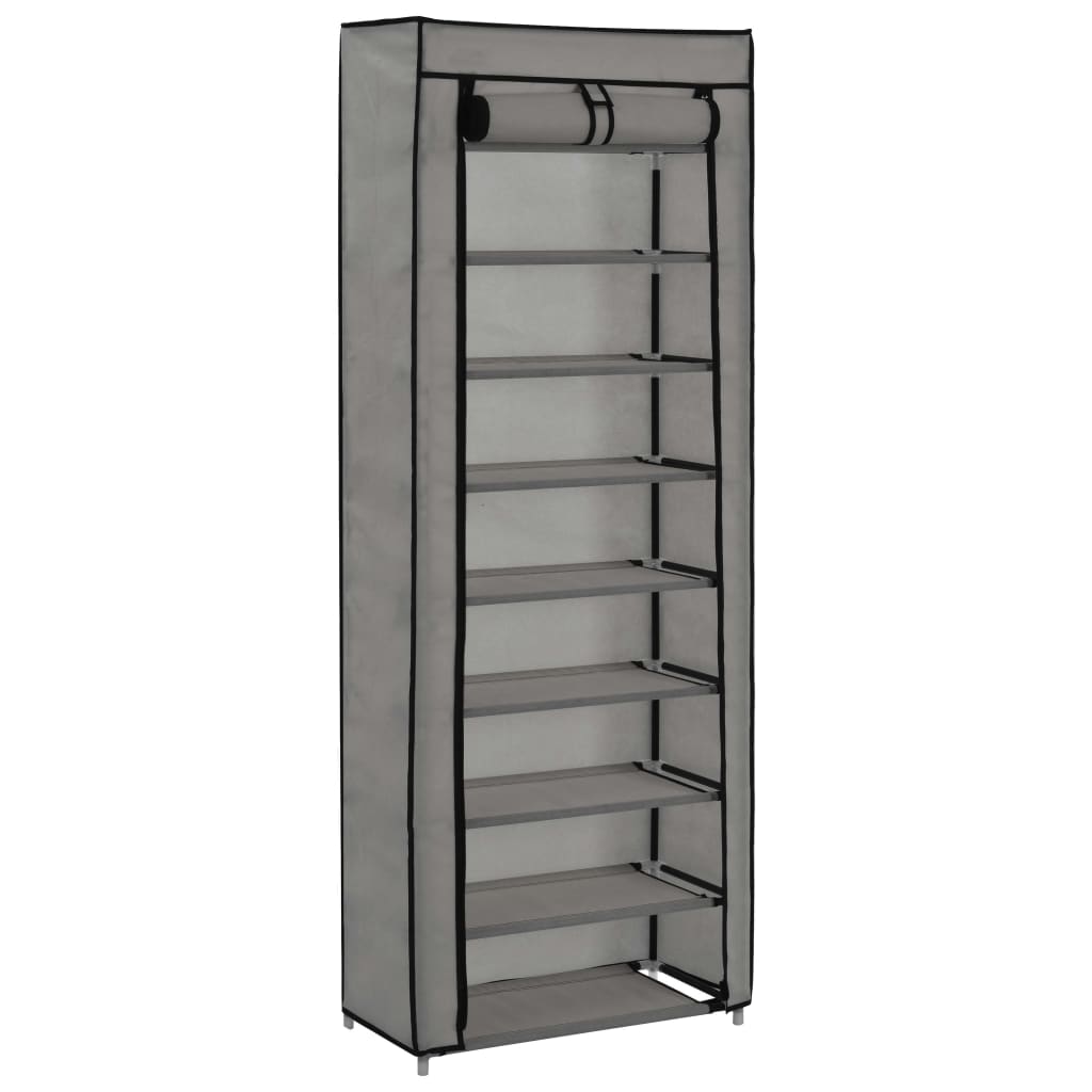 Schuhschrank Mit Abdeckung 57 X 29 X 162 Cm Stoff Grau