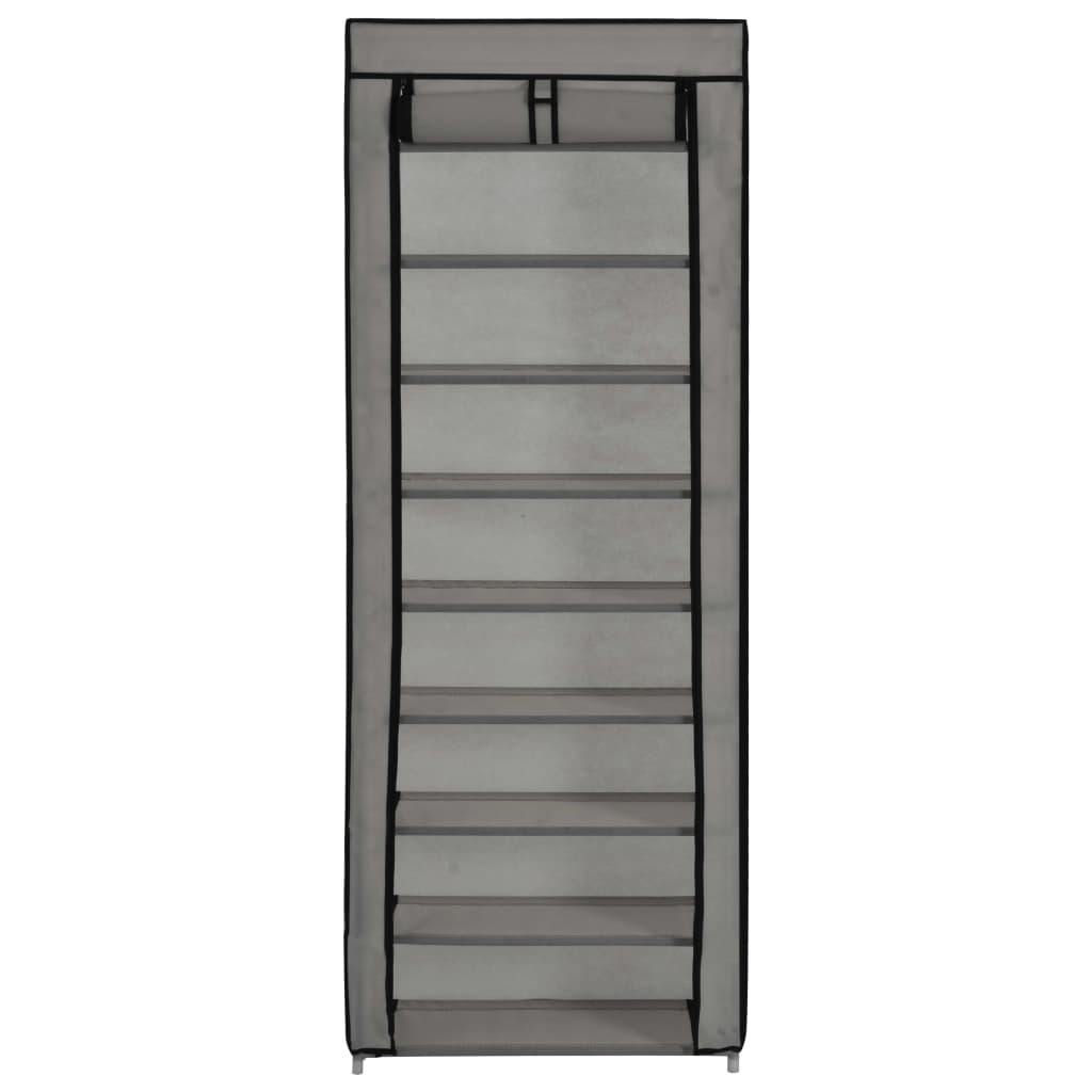Schuhschrank Mit Abdeckung 57 X 29 X 162 Cm Stoff Grau
