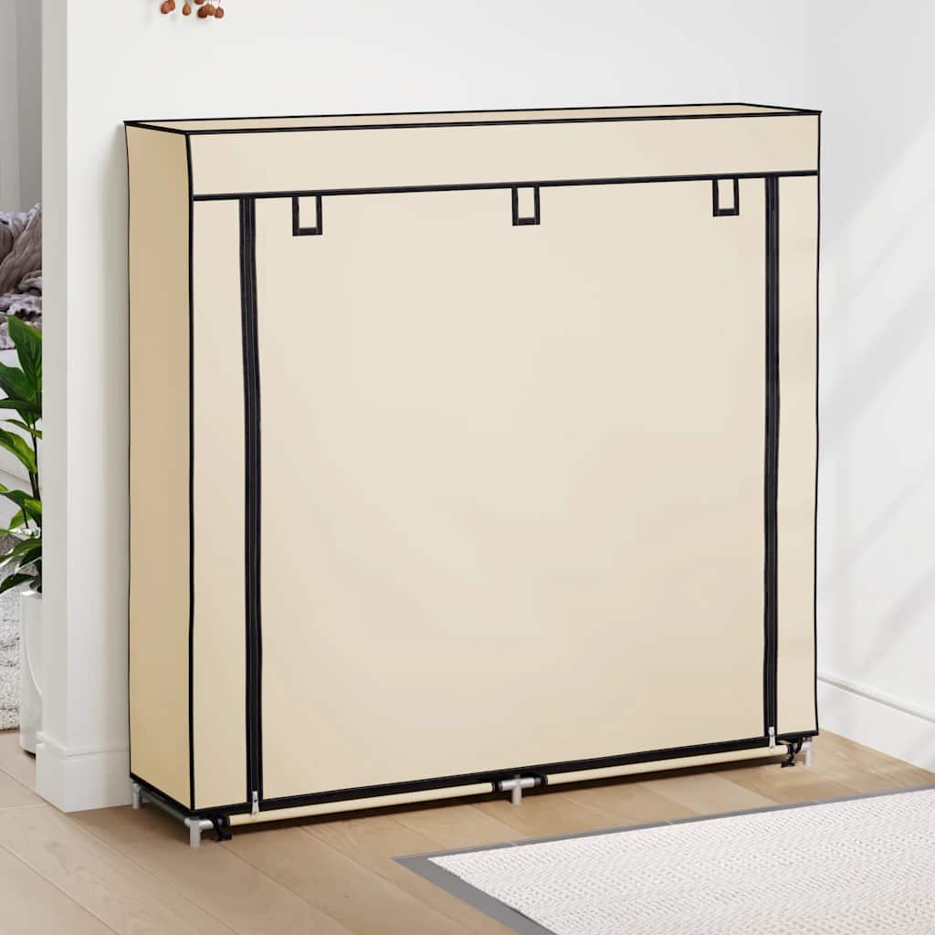 Schuhschrank Mit Abdeckung Weiß Stoff Creme