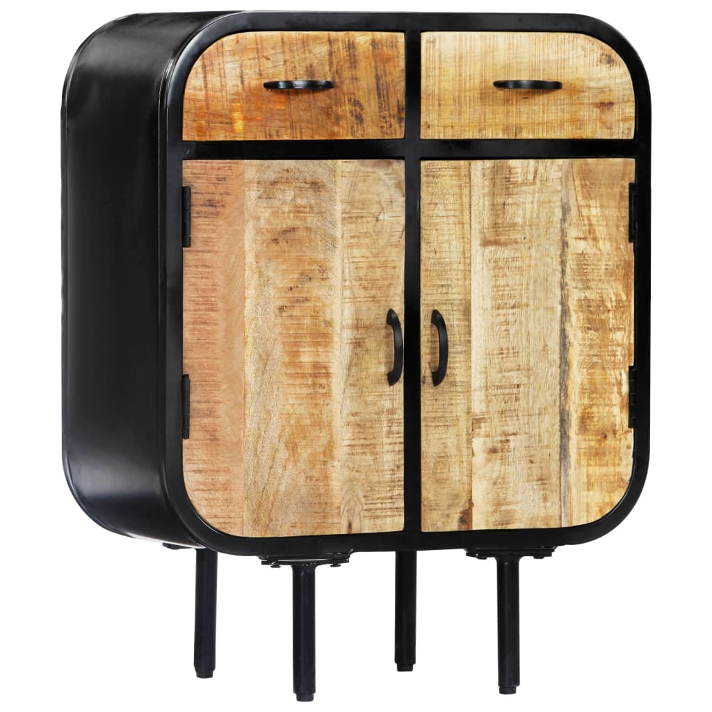 Sideboard 60×30×75 Cm Massivholz Mango Und Eisen