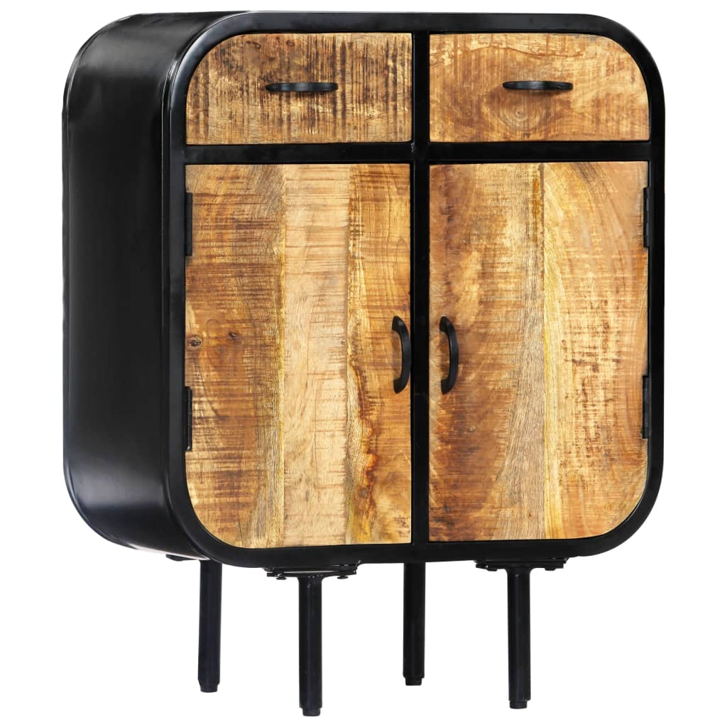 Sideboard 60×30×75 Cm Massivholz Mango Und Eisen