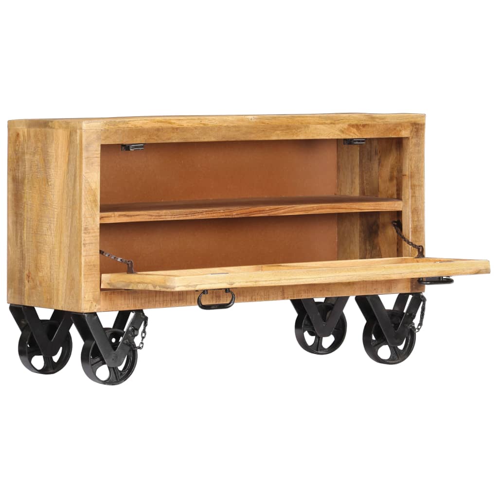 Schuhschrank 86 X 35 X 55 Cm Massivholz Mango Weiß