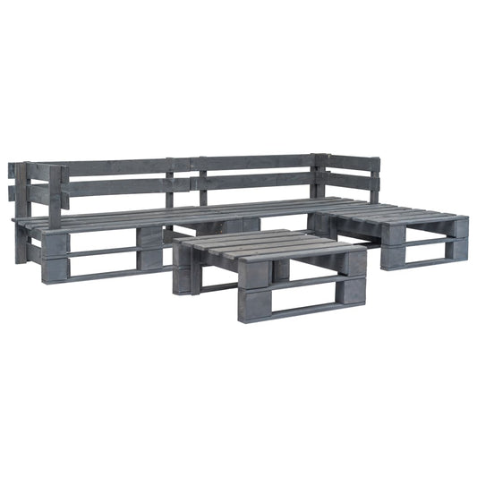 4-Tlg. Garten-Sofagarnitur Aus Paletten Holz