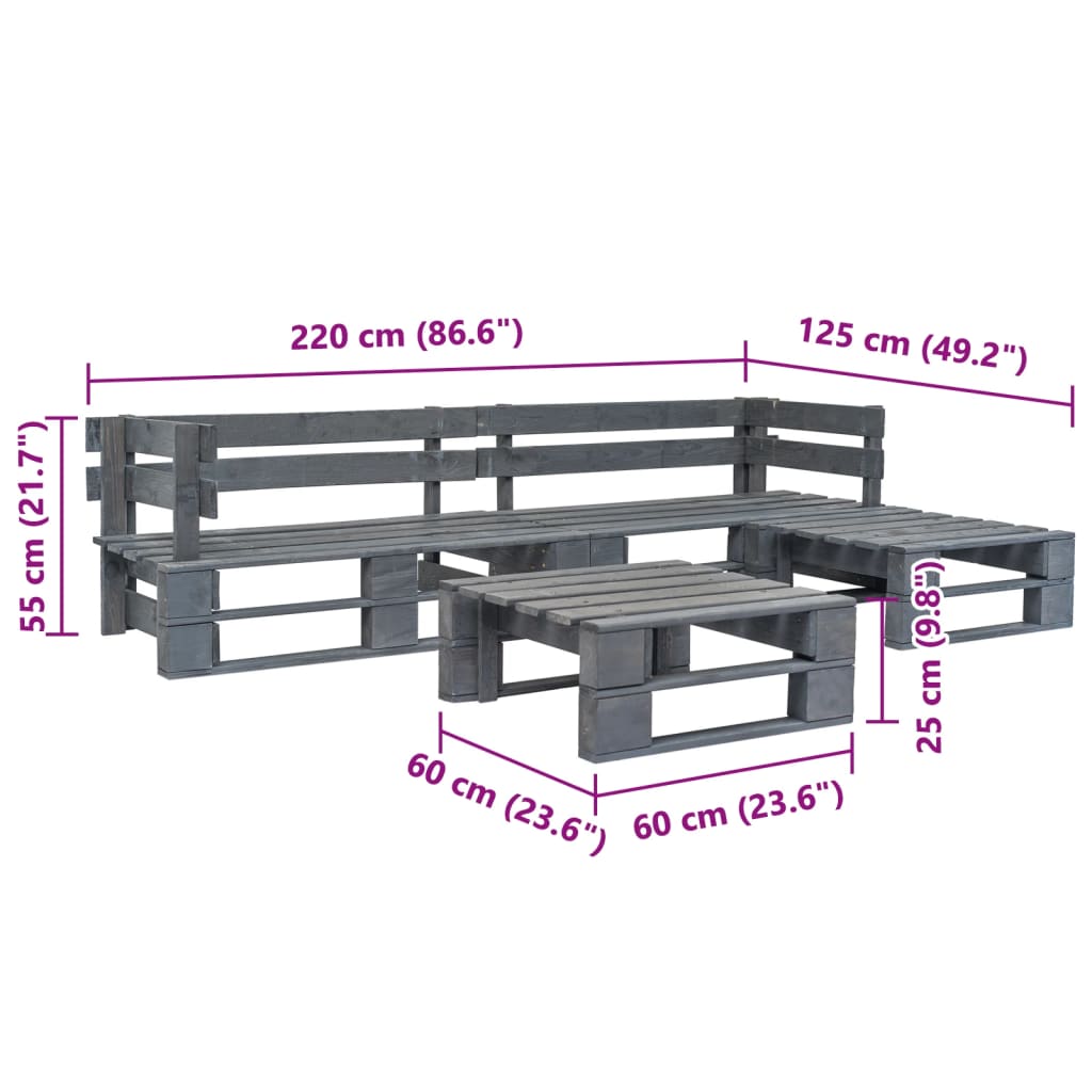 4-Tlg. Garten-Sofagarnitur Aus Paletten Holz