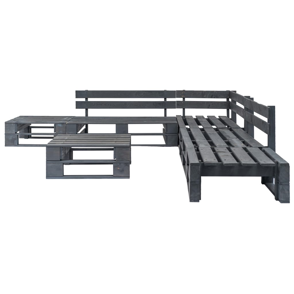6-Tlg. Garten-Sofagarnitur Aus Paletten Holz
