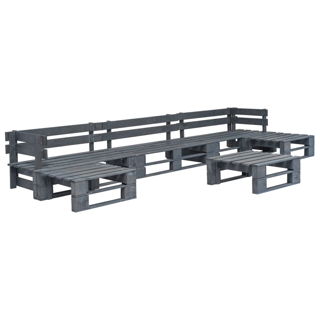 6-Tlg. Garten-Sofagarnitur Aus Paletten Holz