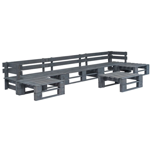 6-Tlg. Garten-Sofagarnitur Aus Paletten Holz