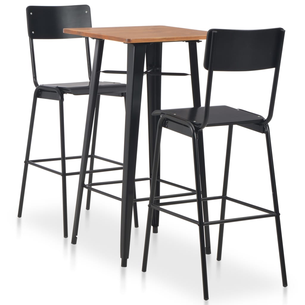 3-Teiliges Bar-Set Stahl Schwarz