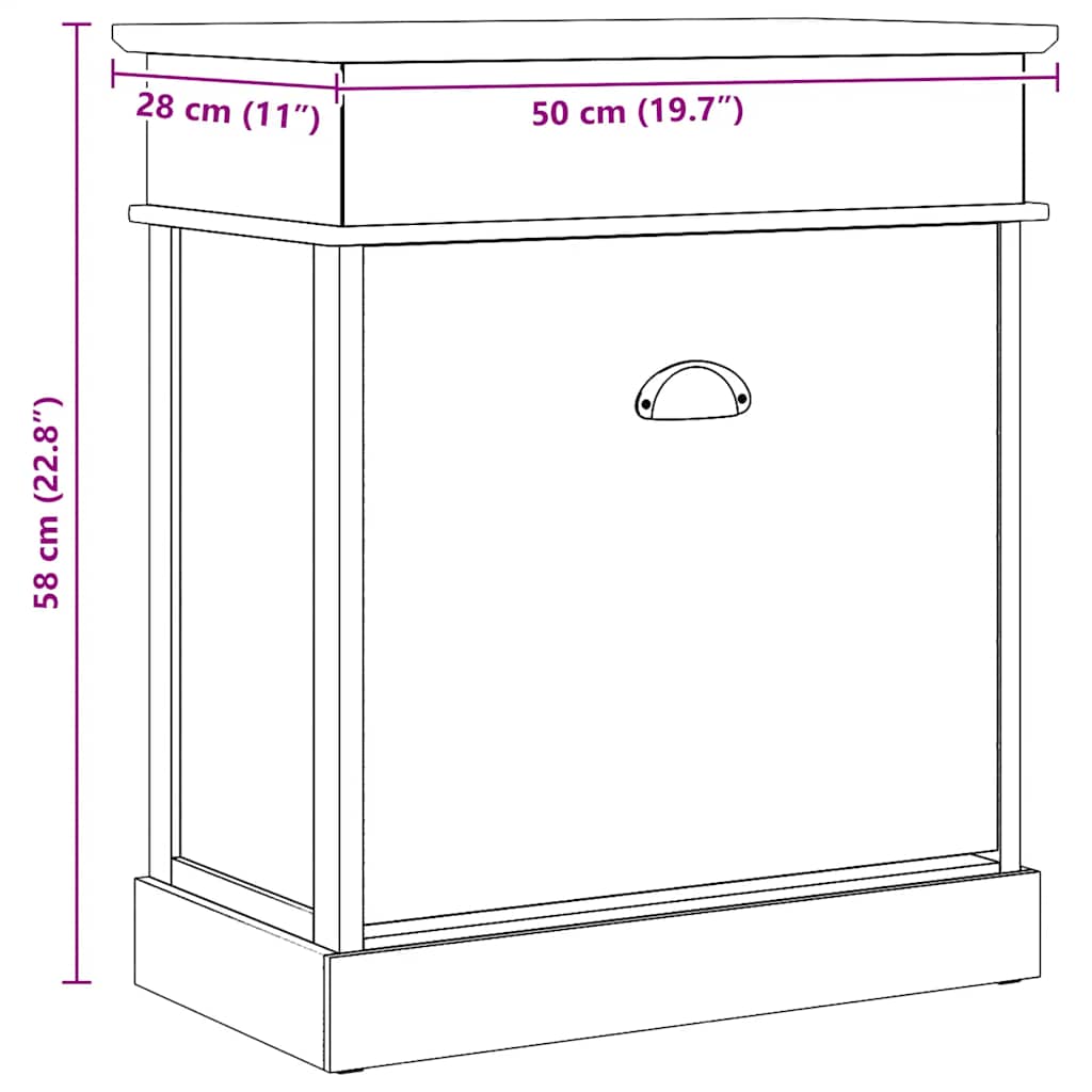 Schuhschrank 50 X 28 X 58 Cm Paulownia Holz Grau