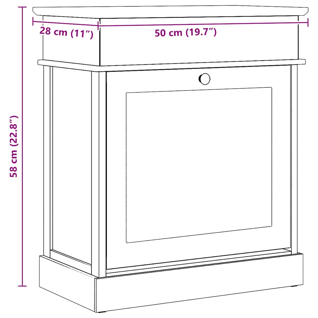 Schuhschrank 50 X 28 X 58 Cm Paulownia Holz Grau