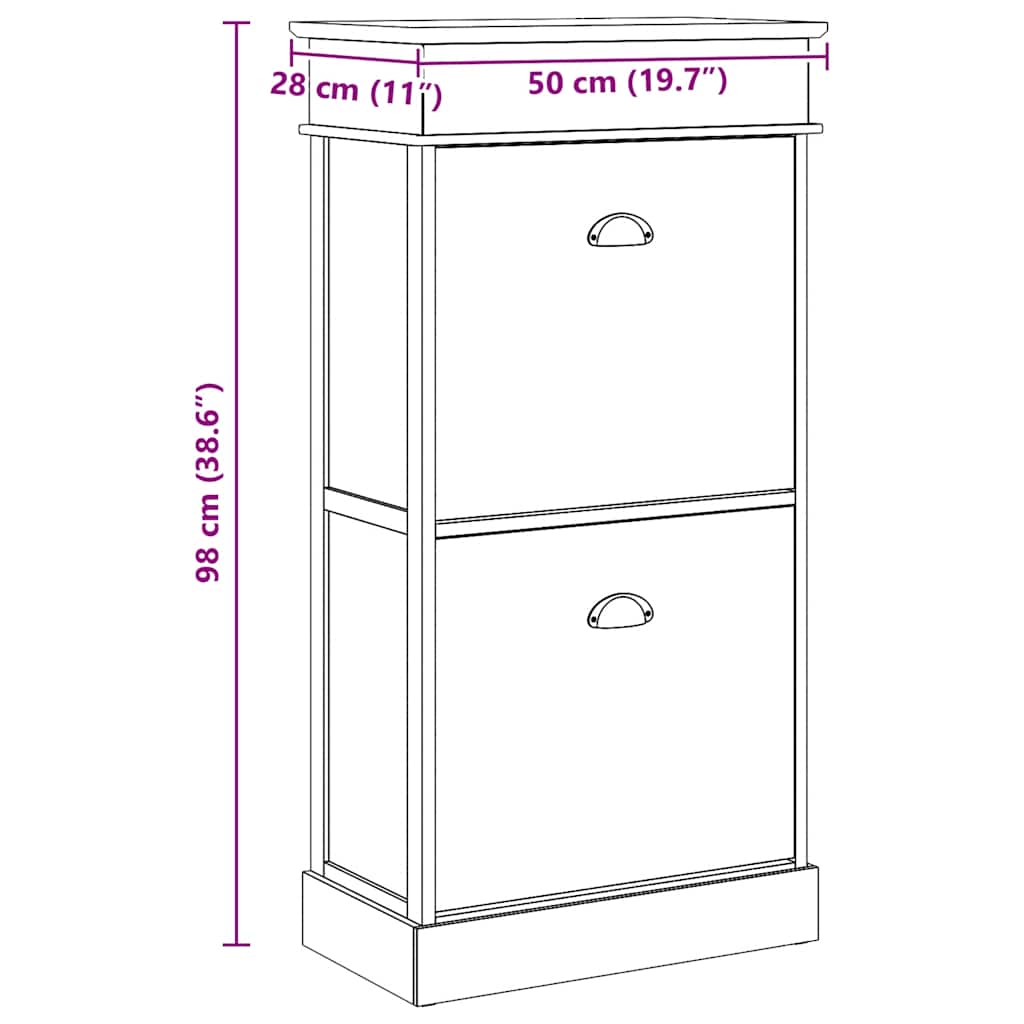 Schuhschrank 50 X 28 X 98 Cm Paulownia Holz Braun