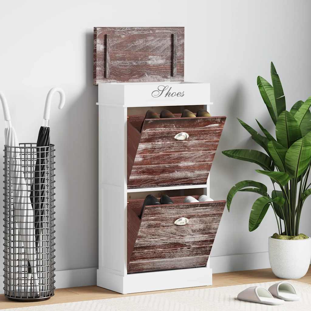 Schuhschrank 50 X 28 X 98 Cm Paulownia Holz Braun