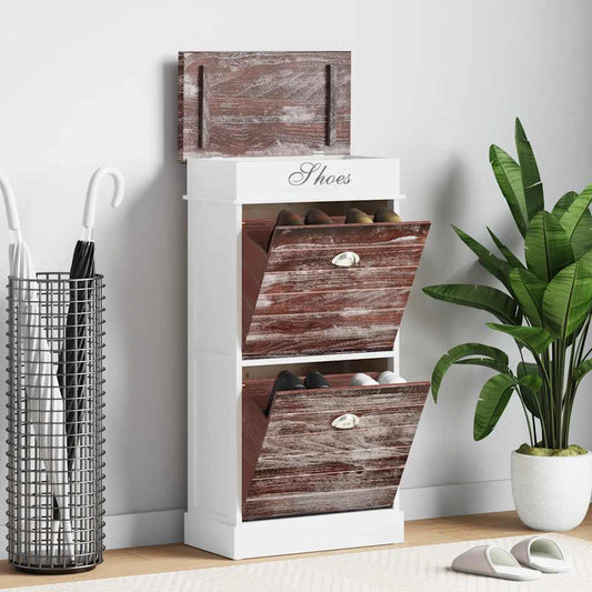 Schuhschrank 50 X 28 X 98 Cm Paulownia Holz Braun
