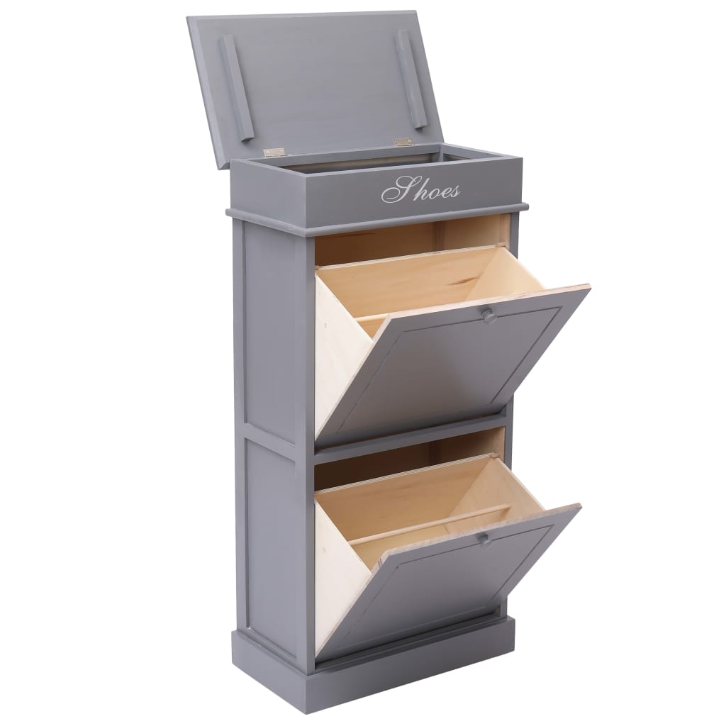 Schuhschrank 50 X 28 X 98 Cm Paulownia Holz Grau