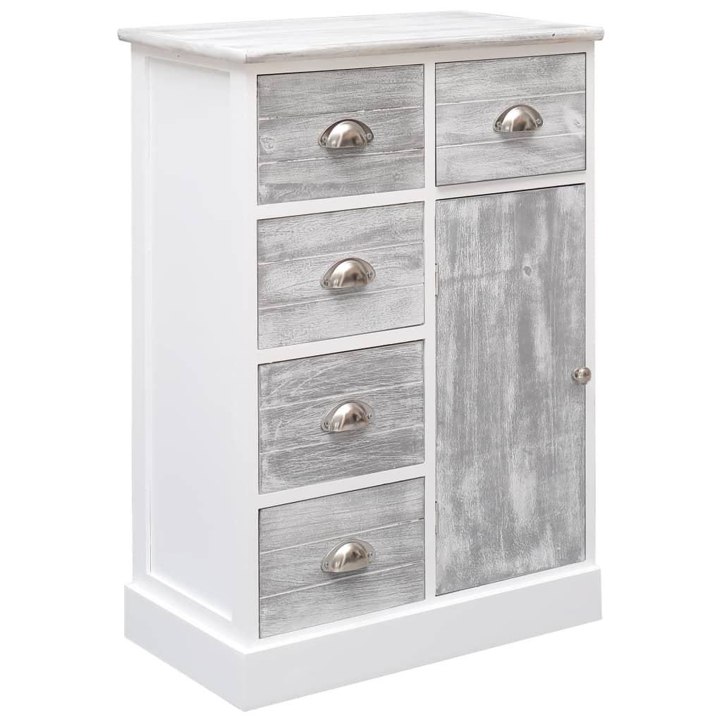 Sideboard Mit 10 Schubladen Grau 113X30X79 Cm Holz