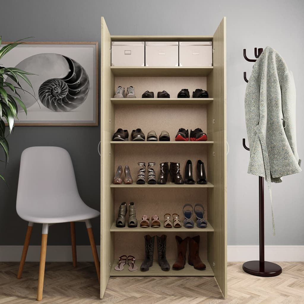 Schuhschrank Sonoma-Eiche 80X35,5X180 Cm Holzwerkstoff Sonoma Eiche