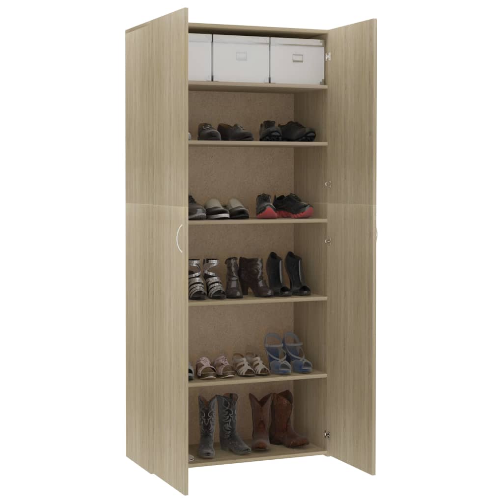 Schuhschrank Sonoma-Eiche 80X35,5X180 Cm Holzwerkstoff Sonoma Eiche