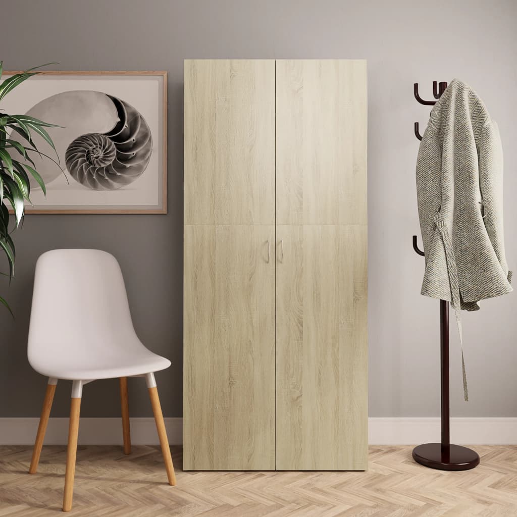 Schuhschrank Sonoma-Eiche 80X35,5X180 Cm Holzwerkstoff Sonoma Eiche