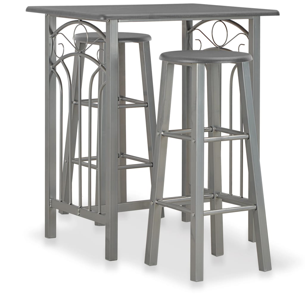 3-Tlg. Bar-Set Holz Und Stahl