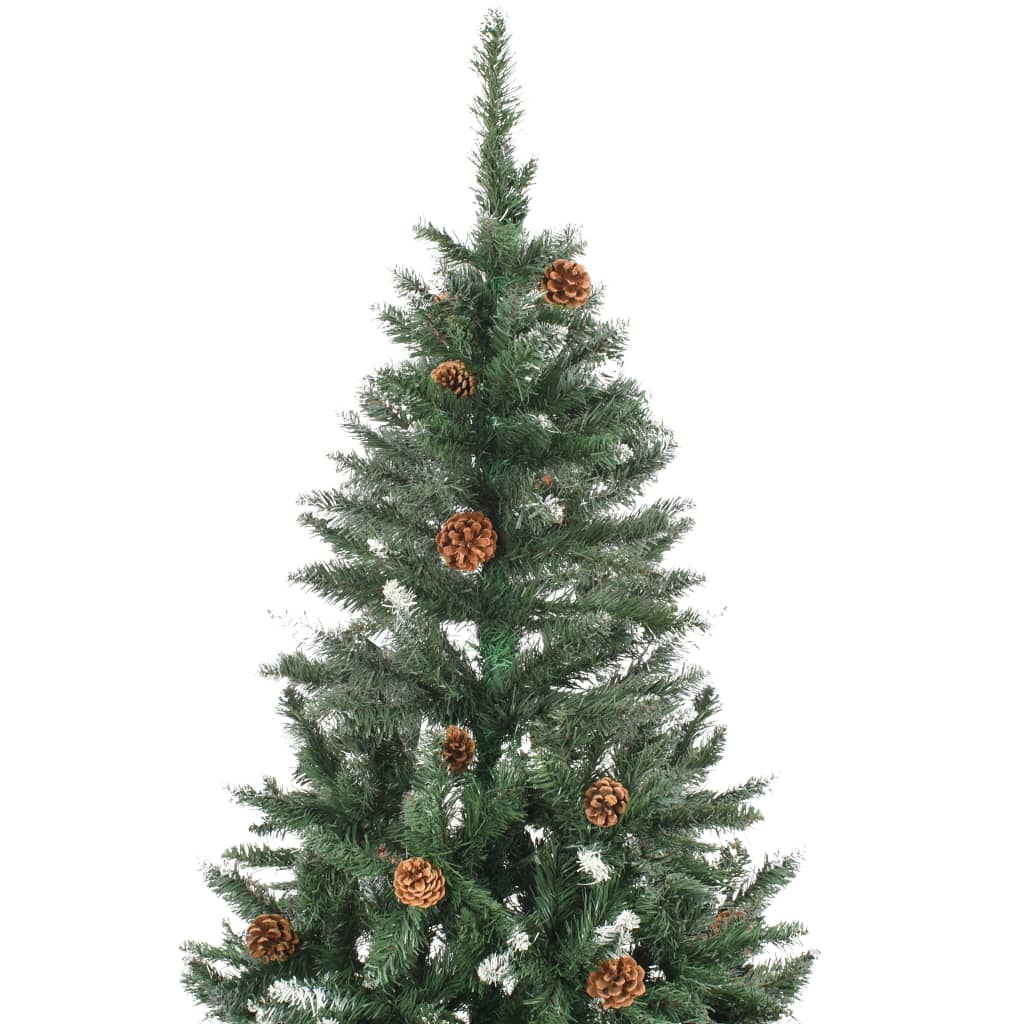 Künstlicher Weihnachtsbaum Kiefernzapfen Weißem Glitzer 210 Cm Grün Und Weiß