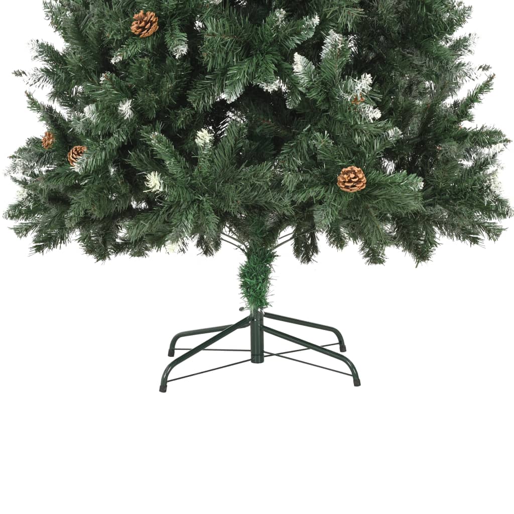 Künstlicher Weihnachtsbaum Kiefernzapfen Weißem Glitzer 210 Cm Grün Und Weiß