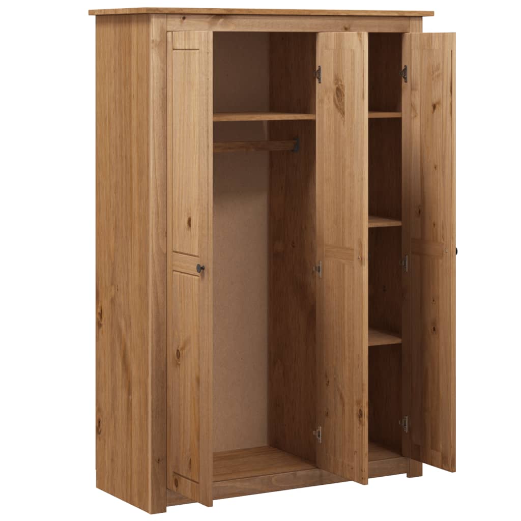 Kleiderschrank 3-Türig 118×50×171,5 Cm Kiefer Panama Serie Braun