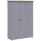 Kleiderschrank 3-Türig 118×50×171,5 Cm Kiefer Panama Serie Grau