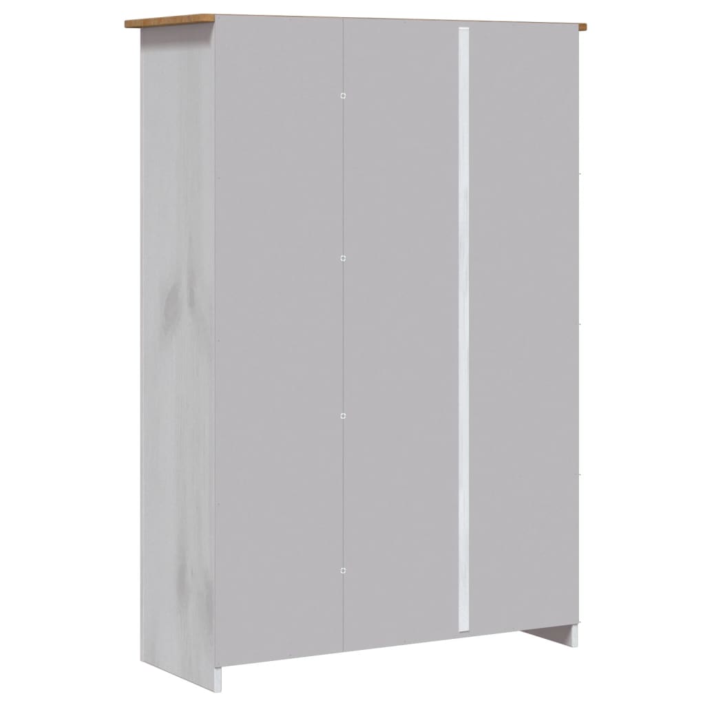 Kleiderschrank 3-Türig 118×50×171,5 Cm Kiefer Panama Serie Weiß