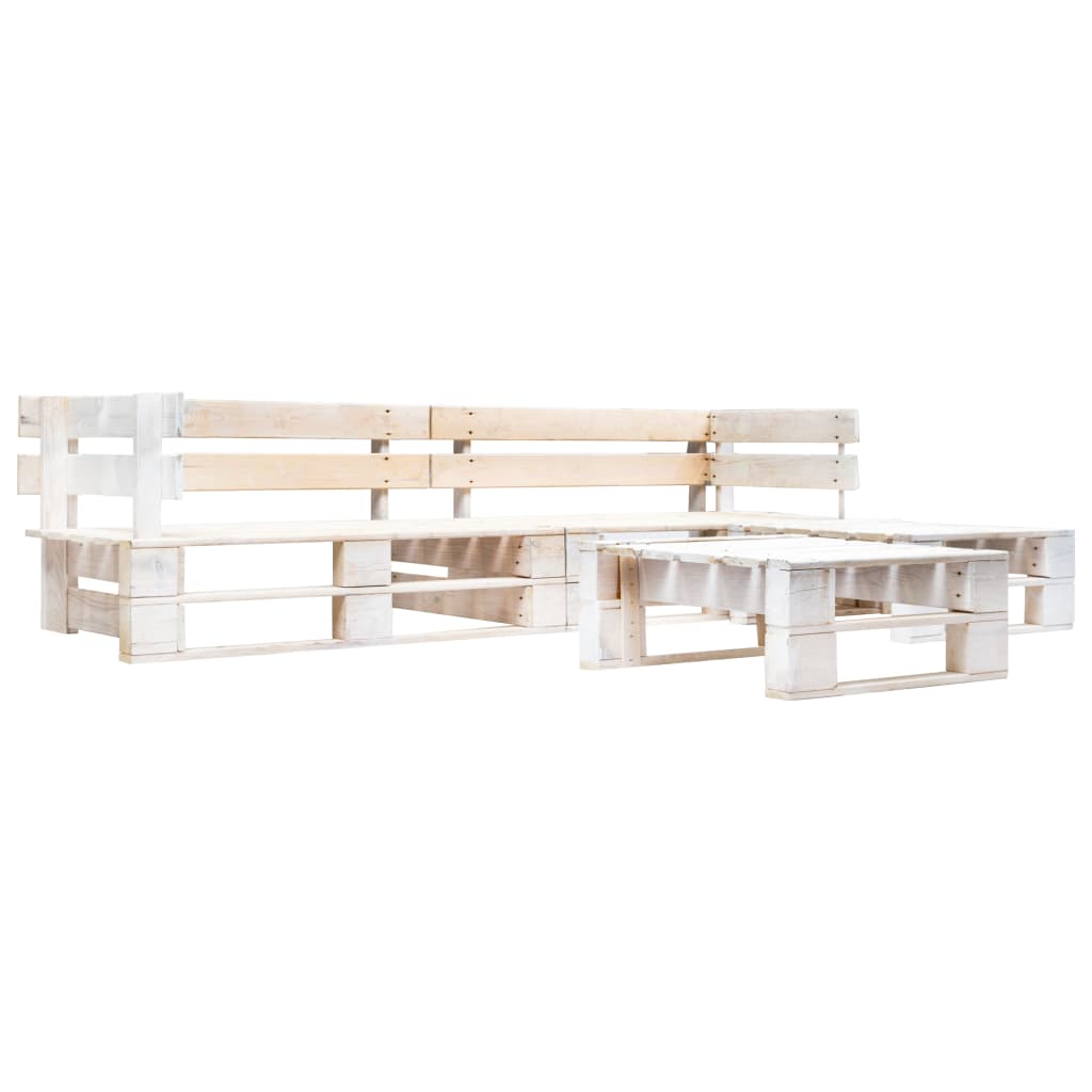 4-Tlg. Garten-Sofagarnitur Aus Paletten Holz