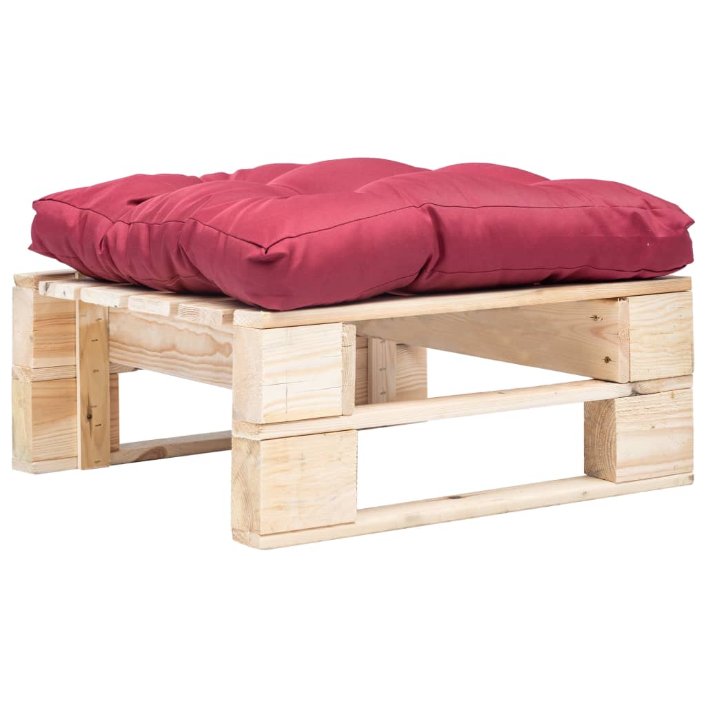 Outdoor-Ottomane Paletten Mit Kissen In Sandfarben Holz Grau