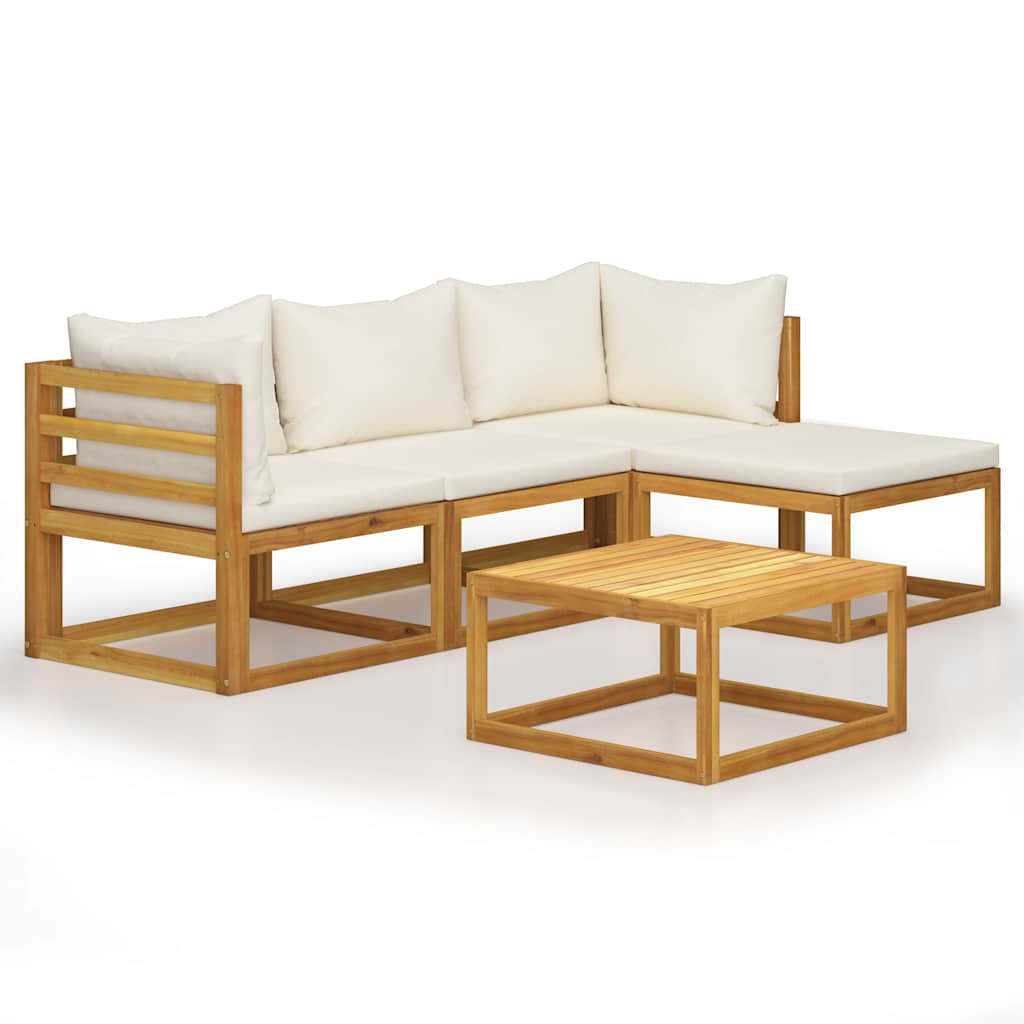 4-Tlg. Garten-Lounge-Set Mit Auflagen Massivholz Akazie