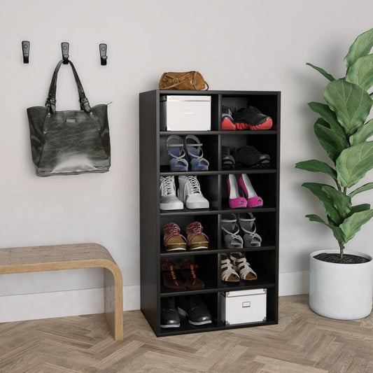 Schuhregal 54X34X100,5 Cm Holzwerkstoff Schwarz