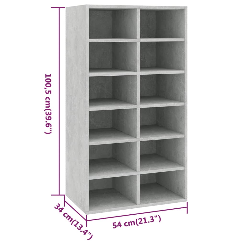 Schuhregal 54X34X100,5 Cm Holzwerkstoff Betongrau