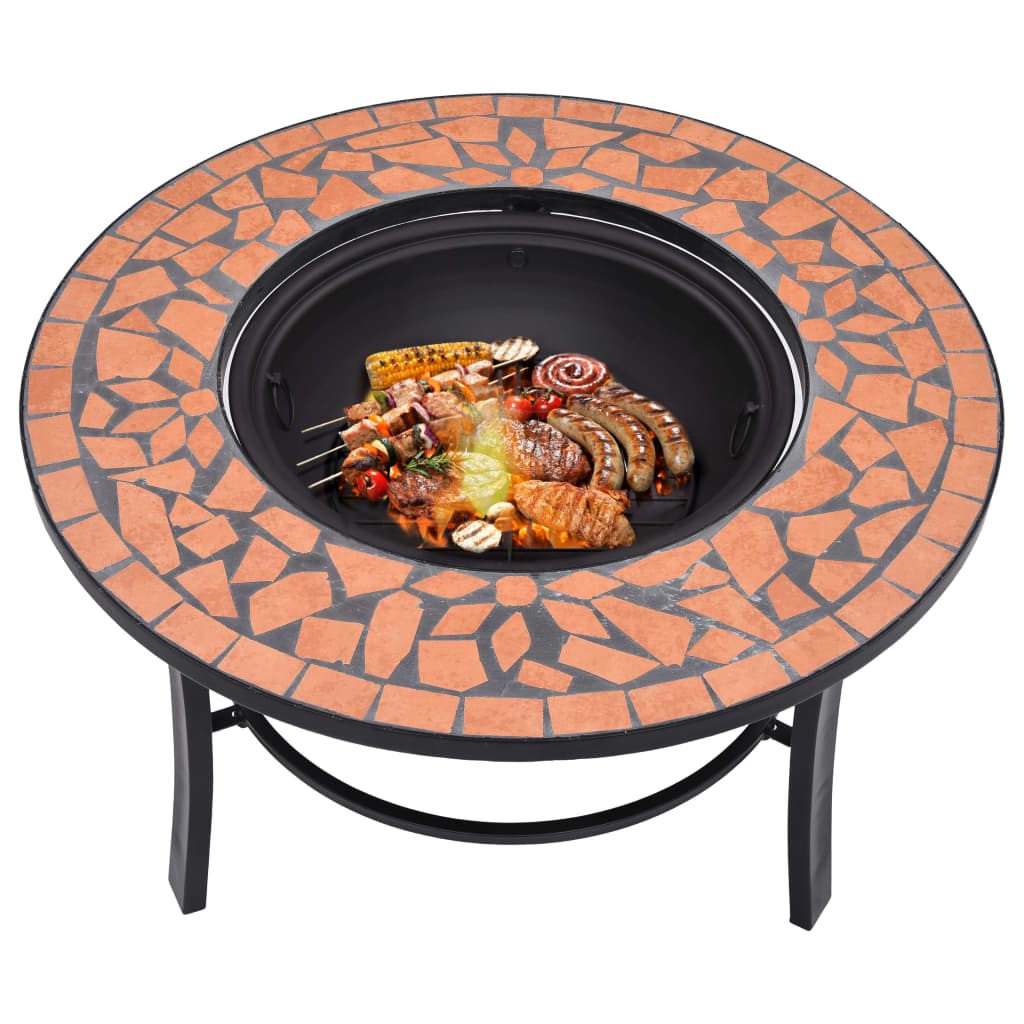Feuerstelle Mosaik Keramik Terracotta 68 Cm