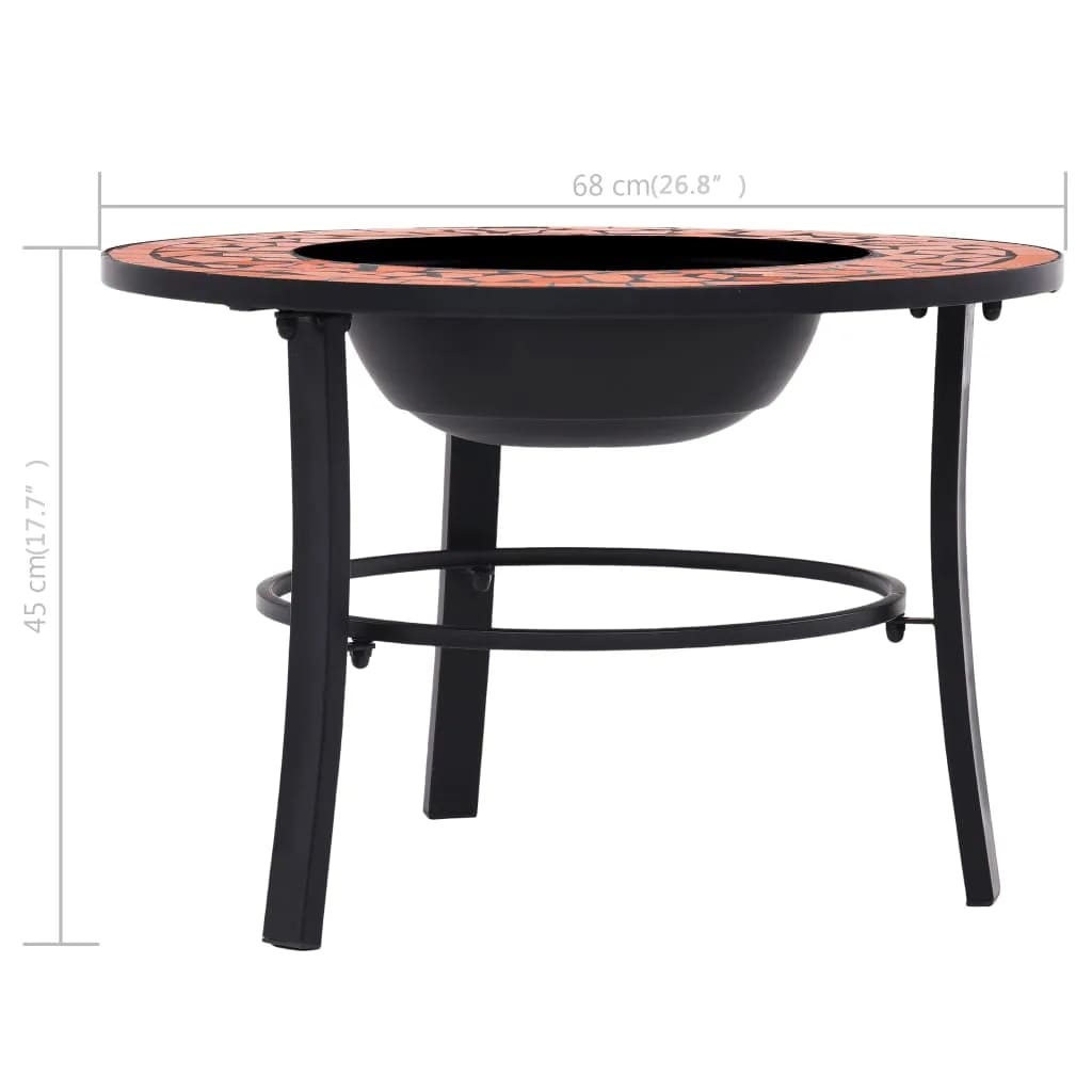 Feuerstelle Mosaik Keramik Terracotta 68 Cm