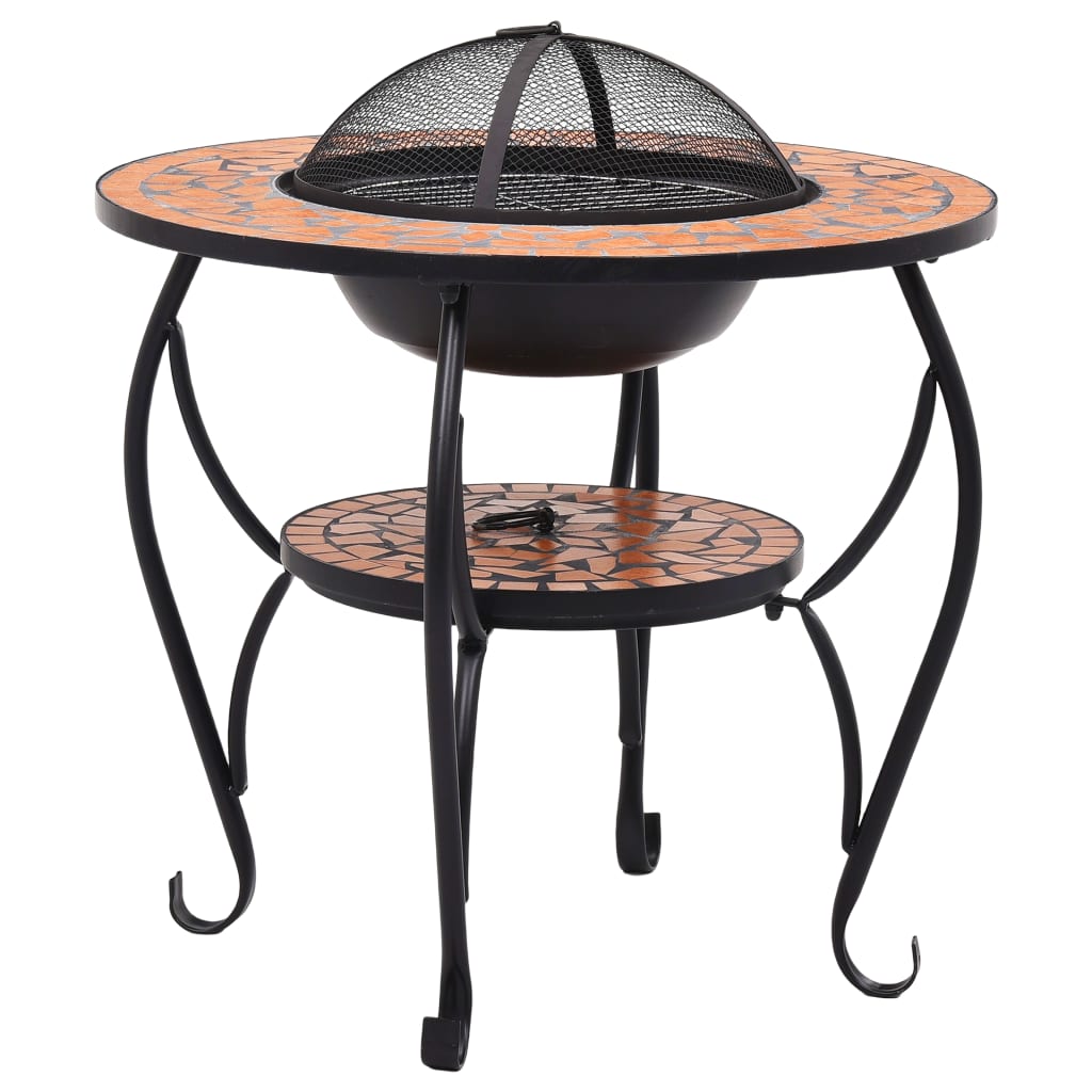 Feuertisch Mosaik Keramik Terracotta 68 Cm