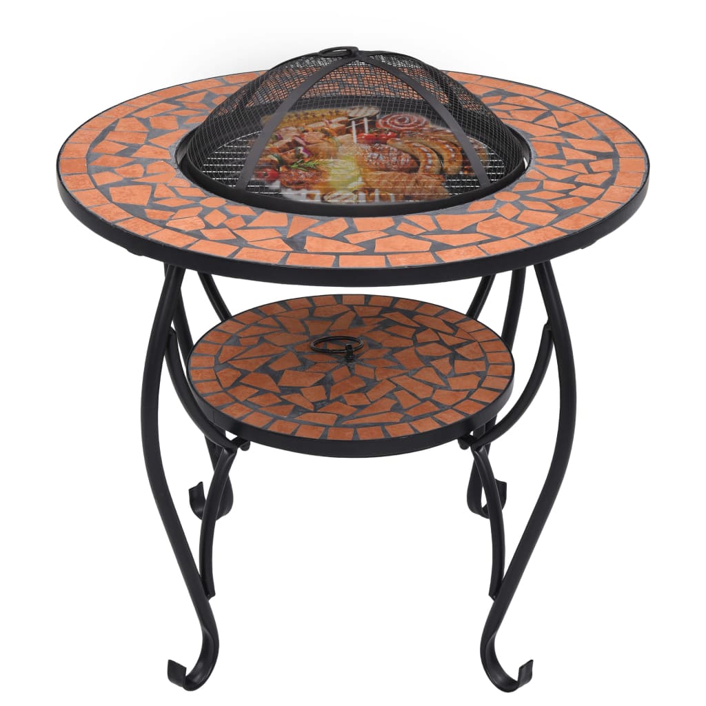 Feuertisch Mosaik Keramik Terracotta 68 Cm