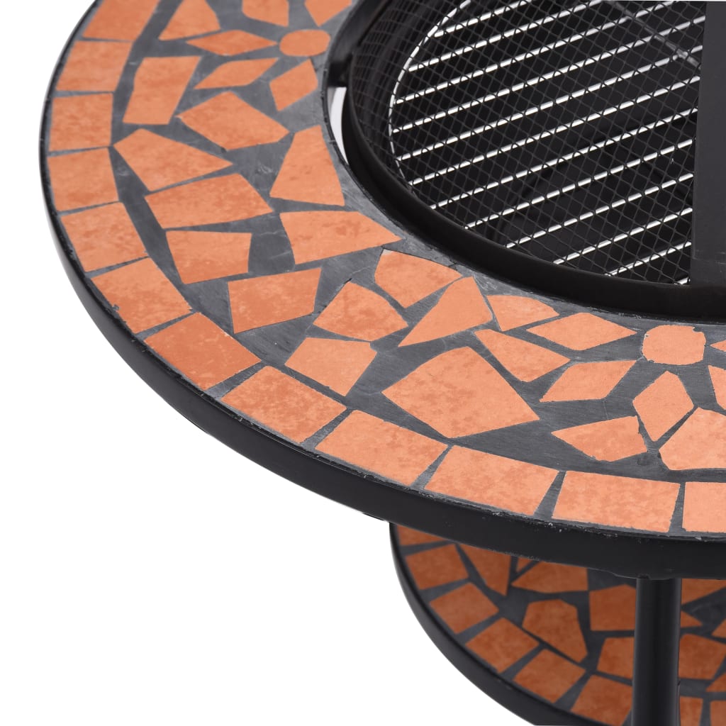 Feuertisch Mosaik Keramik Terracotta 68 Cm