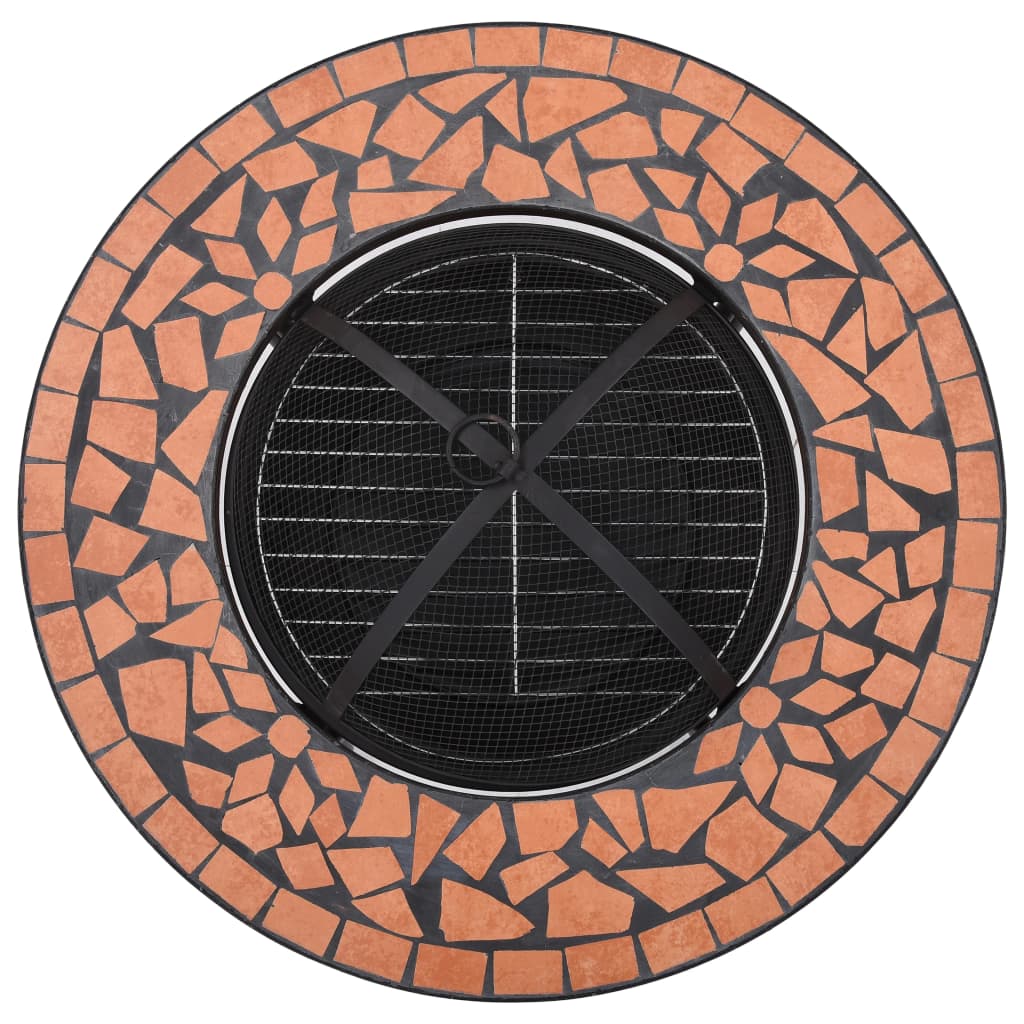 Feuertisch Mosaik Keramik Terracotta 68 Cm