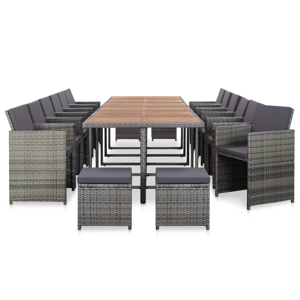 13-Tlg. Garten-Essgruppe Mit Kissen Poly Rattan Beige