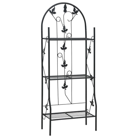 3-Stufiges Pflanzenregal Schwarz 52 X 28 X 128 Cm Eisen