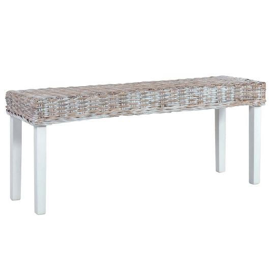 Sitzbank 110 Cm Natur Kubu-Rattan Und Massivholz Mahagoni